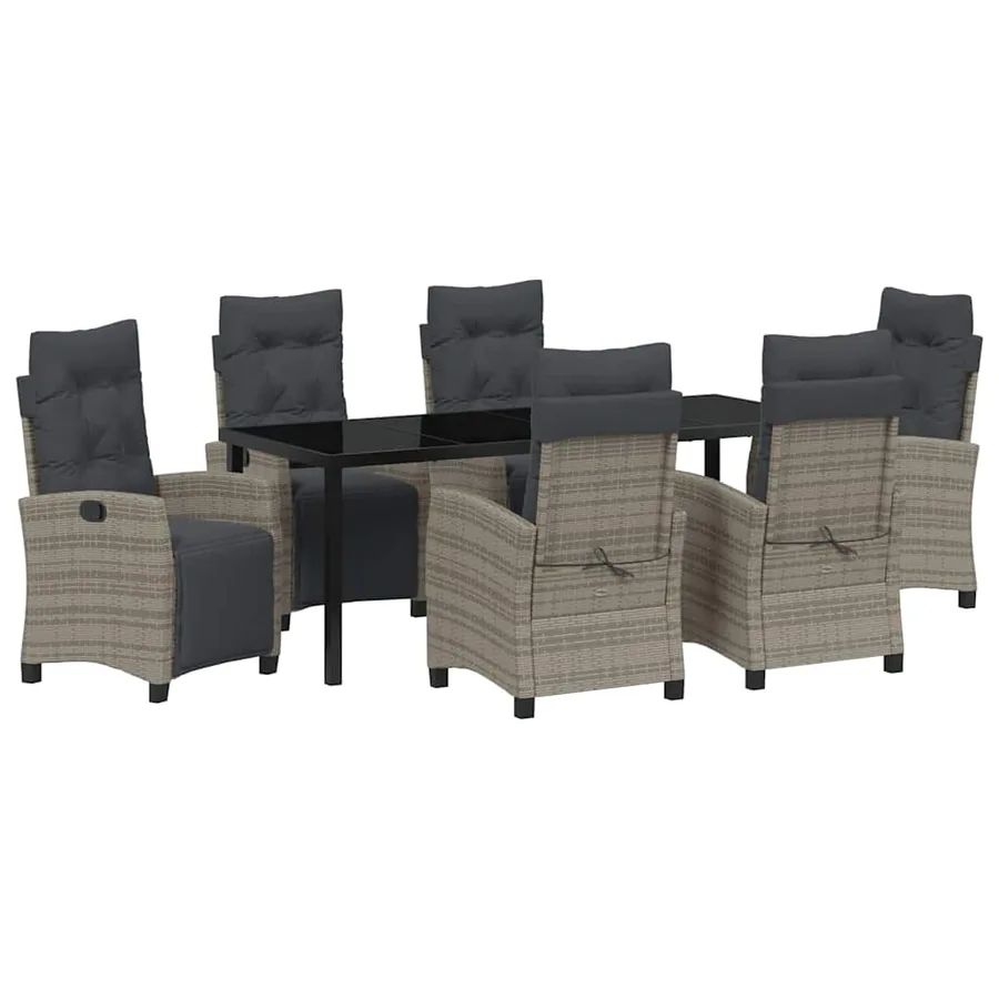 Ensemble de salle à manger pour jardin 7 pcs Gris polyrotin - 2