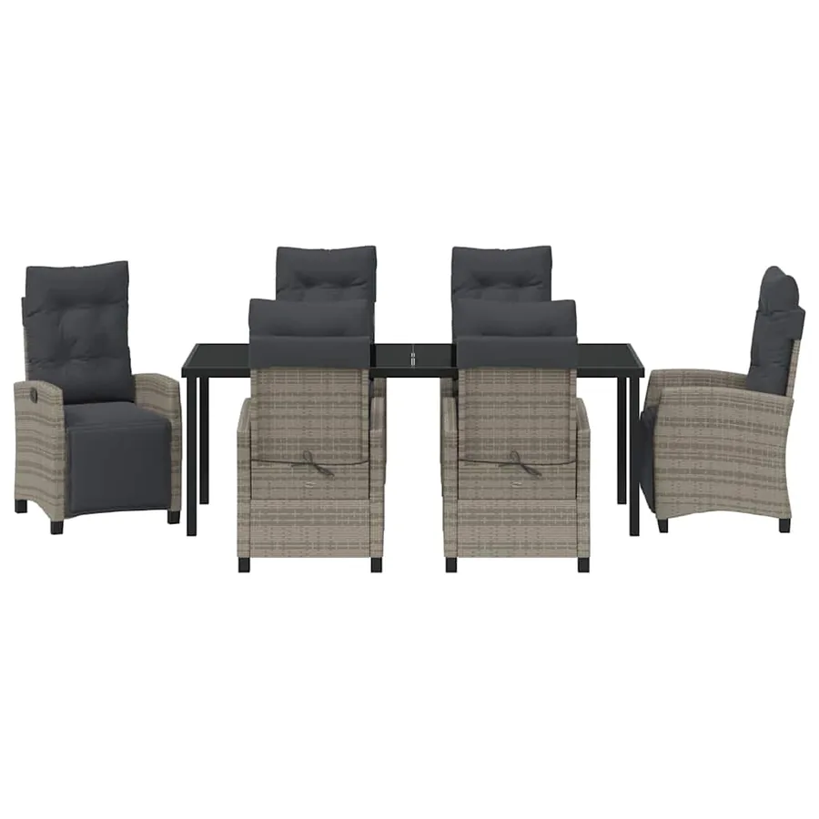 Ensemble de salle à manger pour jardin 7 pcs Gris polyrotin - 6