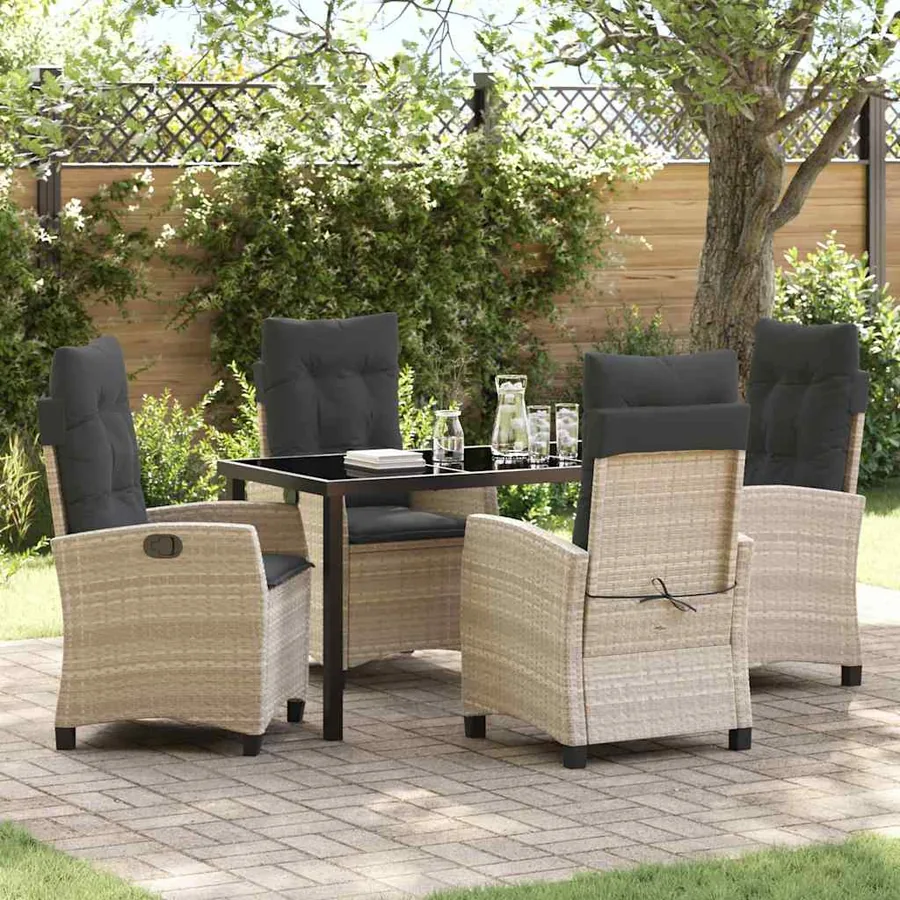 Ensemble de salle à manger pour jardin 5 pcs Gris clair