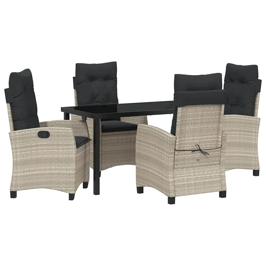Ensemble de salle à manger pour jardin 5 pcs Gris clair - 2