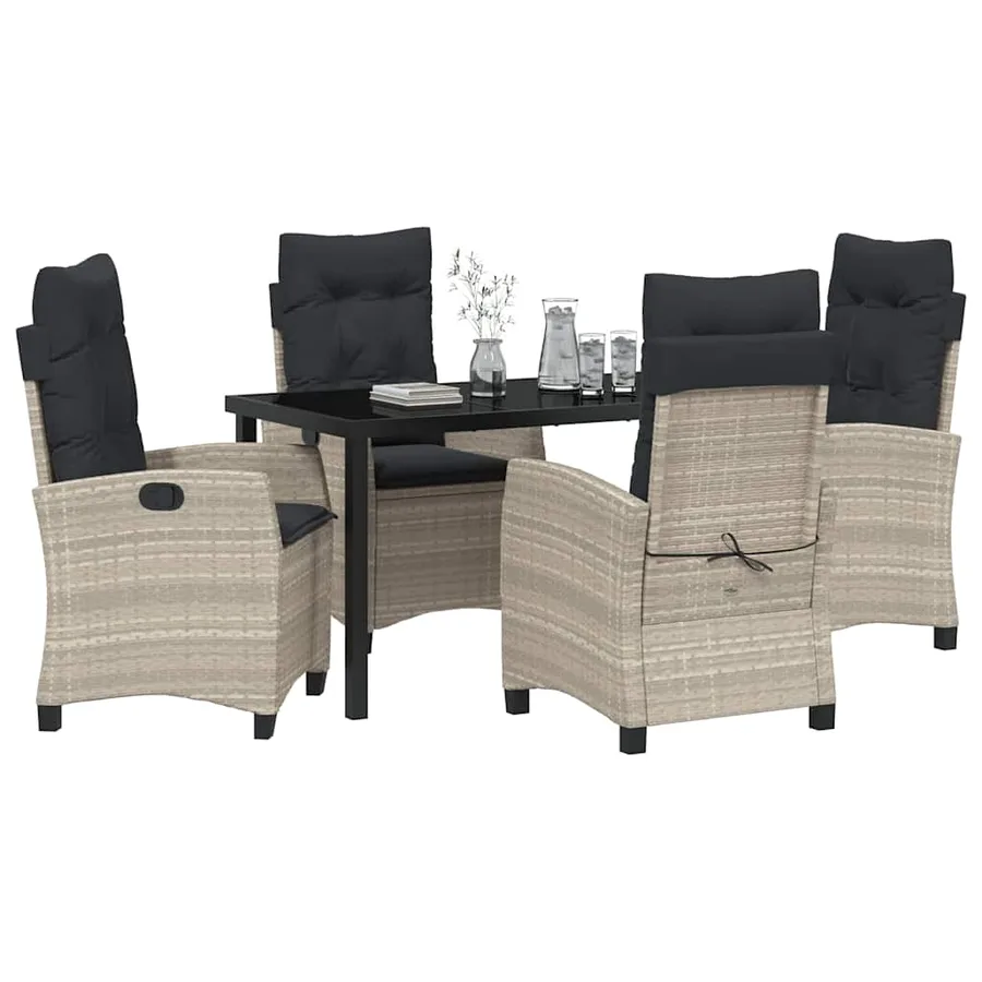 Ensemble de salle à manger pour jardin 5 pcs Gris clair - 3