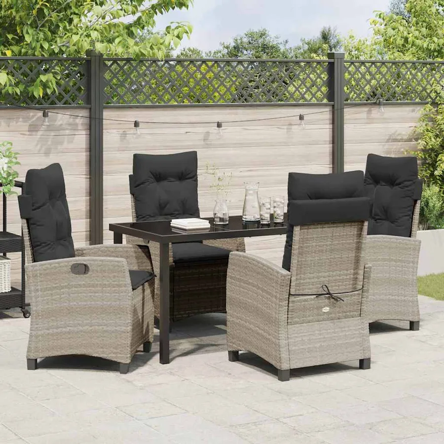Ensemble de salle à manger pour jardin 5 pcs Gris clair - 4