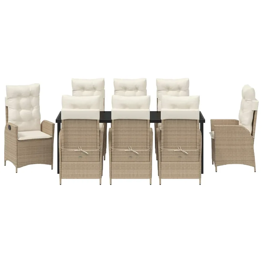 Ensemble de salle à manger pour jardin 9 pcs Beige polyrotin - 7