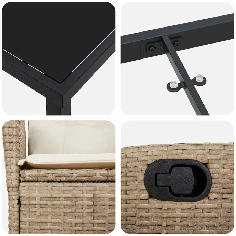 Ensemble de salle à manger pour jardin 9 pcs Beige polyrotin - 9