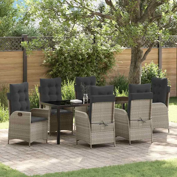 Ensemble de salle à manger pour jardin 7 pcs Gris clair