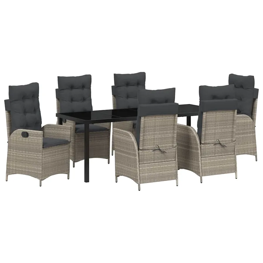 Ensemble de salle à manger pour jardin 7 pcs Gris clair - 2