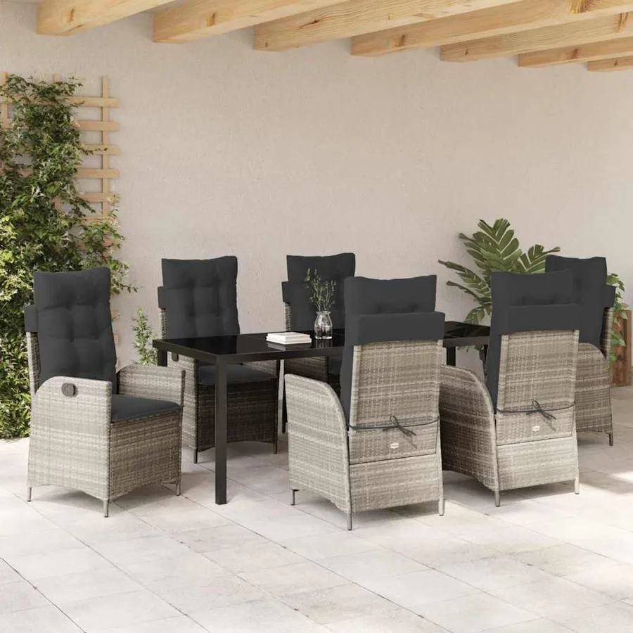 Ensemble de salle à manger pour jardin 7 pcs Gris clair - 4