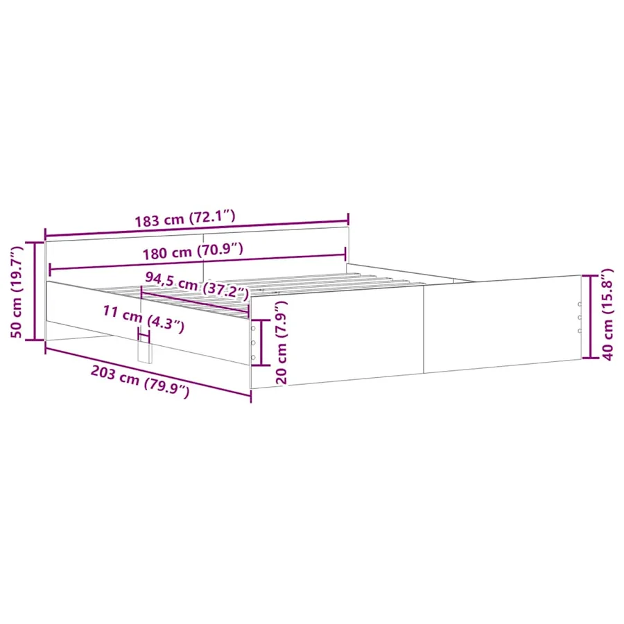 Cadre de lit sans matelas sonoma gris 180x200 cm - 12