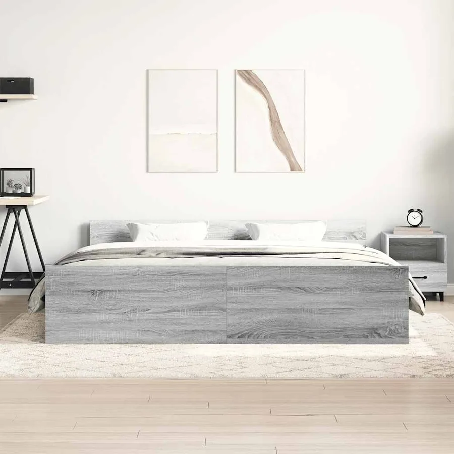 Cadre de lit sans matelas sonoma gris 180x200 cm - 4