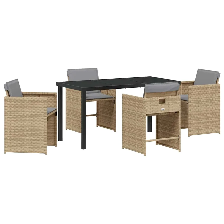 Ensemble de salle à manger pour jardin 5 pcs Beige polyrotin - 2