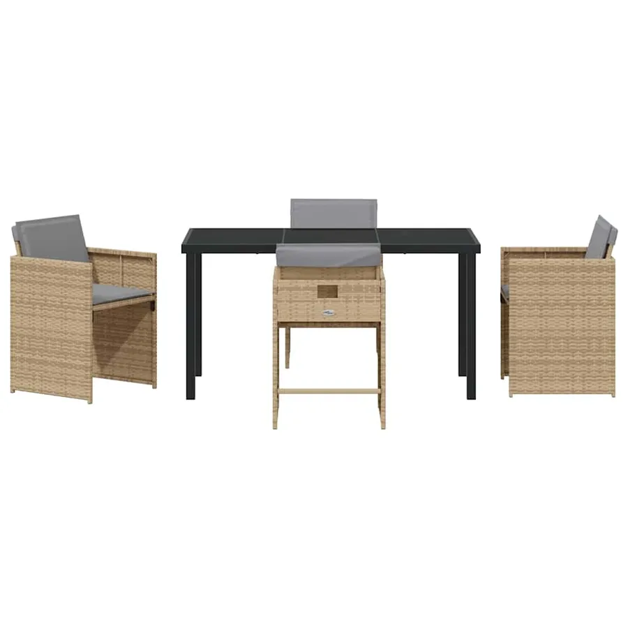 Ensemble de salle à manger pour jardin 5 pcs Beige polyrotin - 7