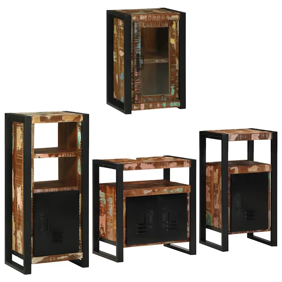 Ensemble de mobilier de salle de bain 4 pcs Bois massif recyclé - 3