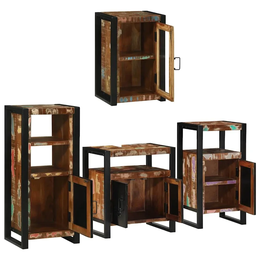 Ensemble de mobilier de salle de bain 4 pcs Bois massif recyclé - 4
