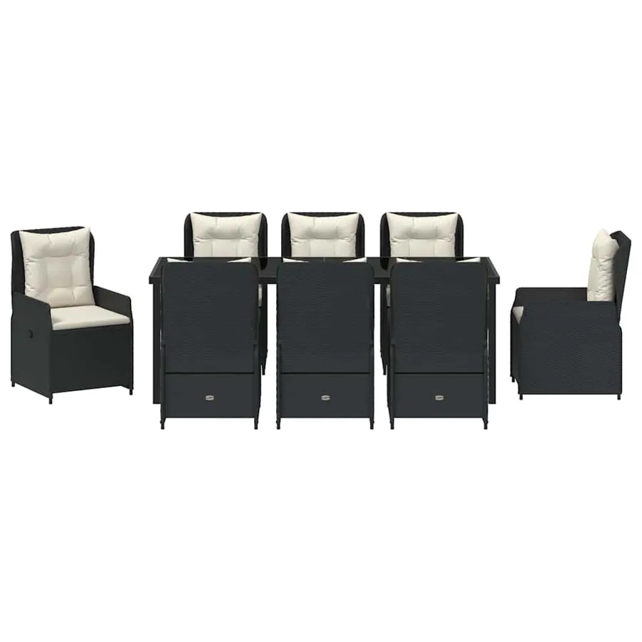 Ensemble de salle à manger pour jardin 9 pcs Noir polyrotin - 7