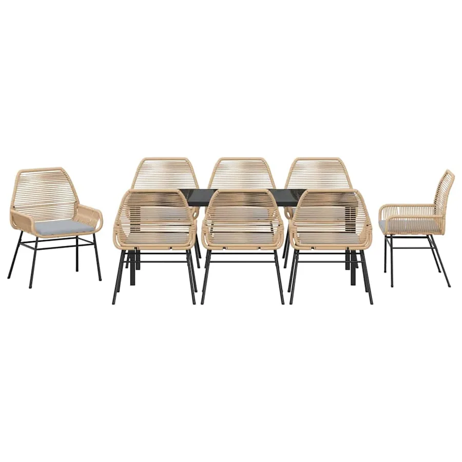 Ensemble de salle à manger pour jardin 9 pcs Marron polyrotin - 7