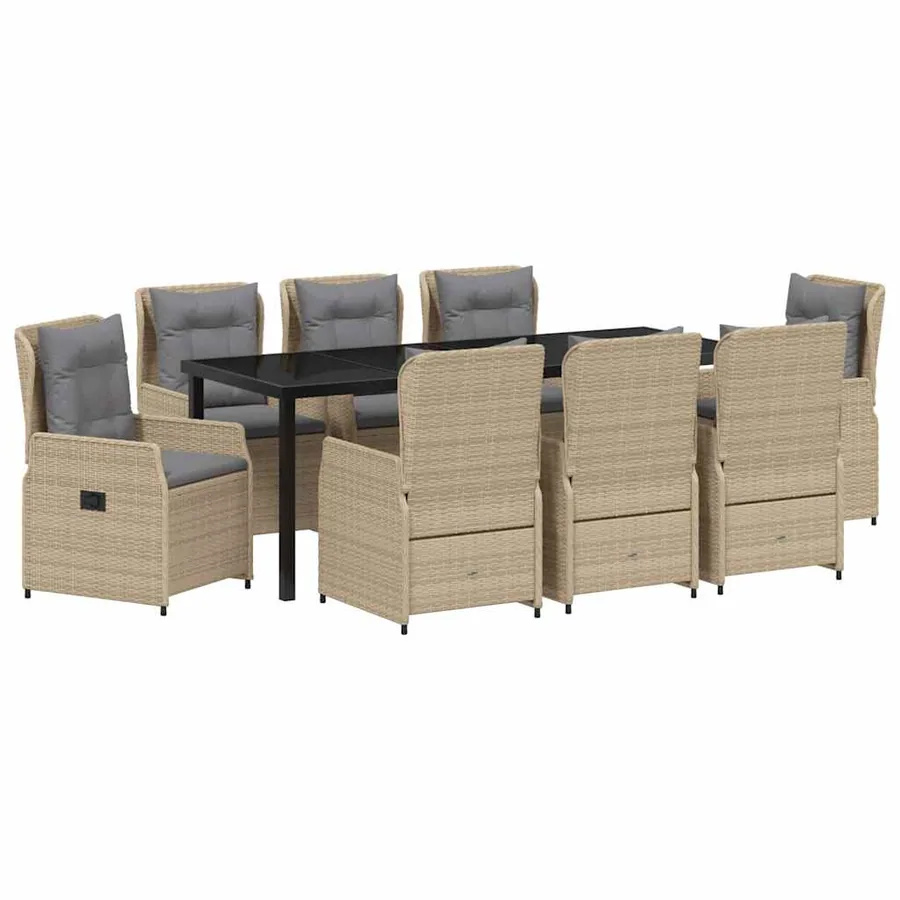 Ensemble de salle à manger pour jardin 9 pcs polyrotin - 2