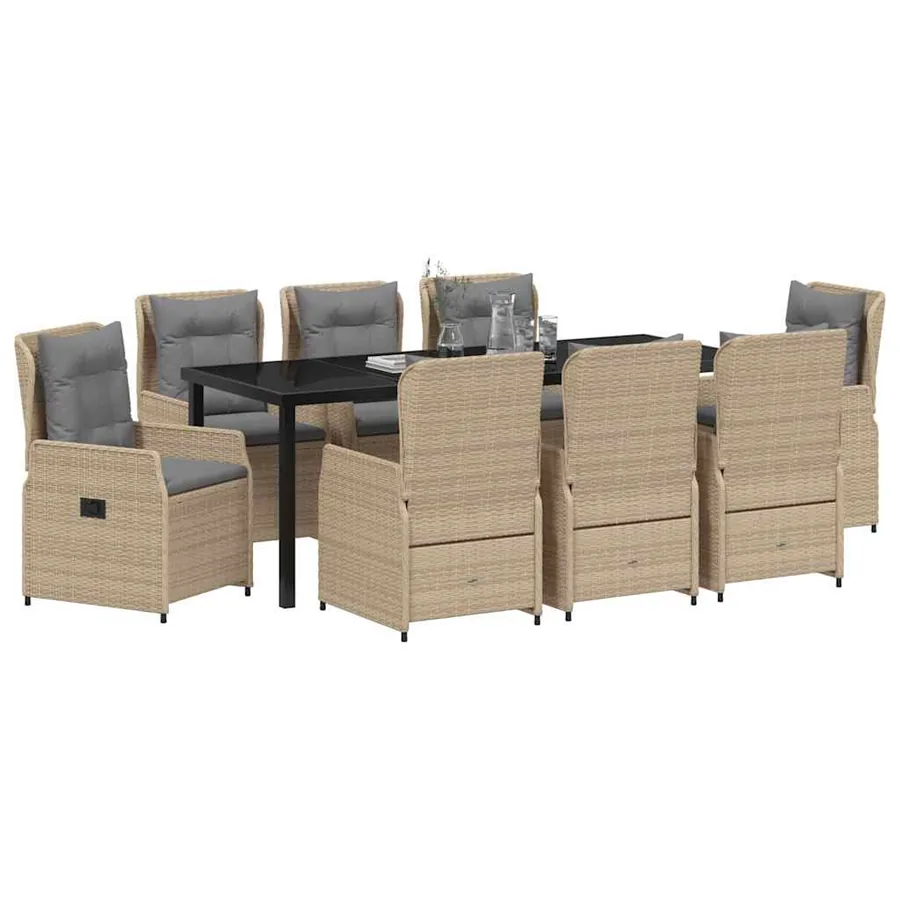 Ensemble de salle à manger pour jardin 9 pcs polyrotin - 3