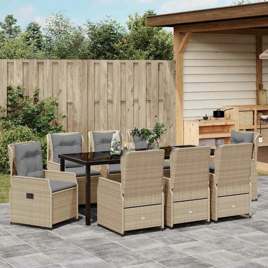 Ensemble de salle à manger pour jardin 9 pcs polyrotin - 4