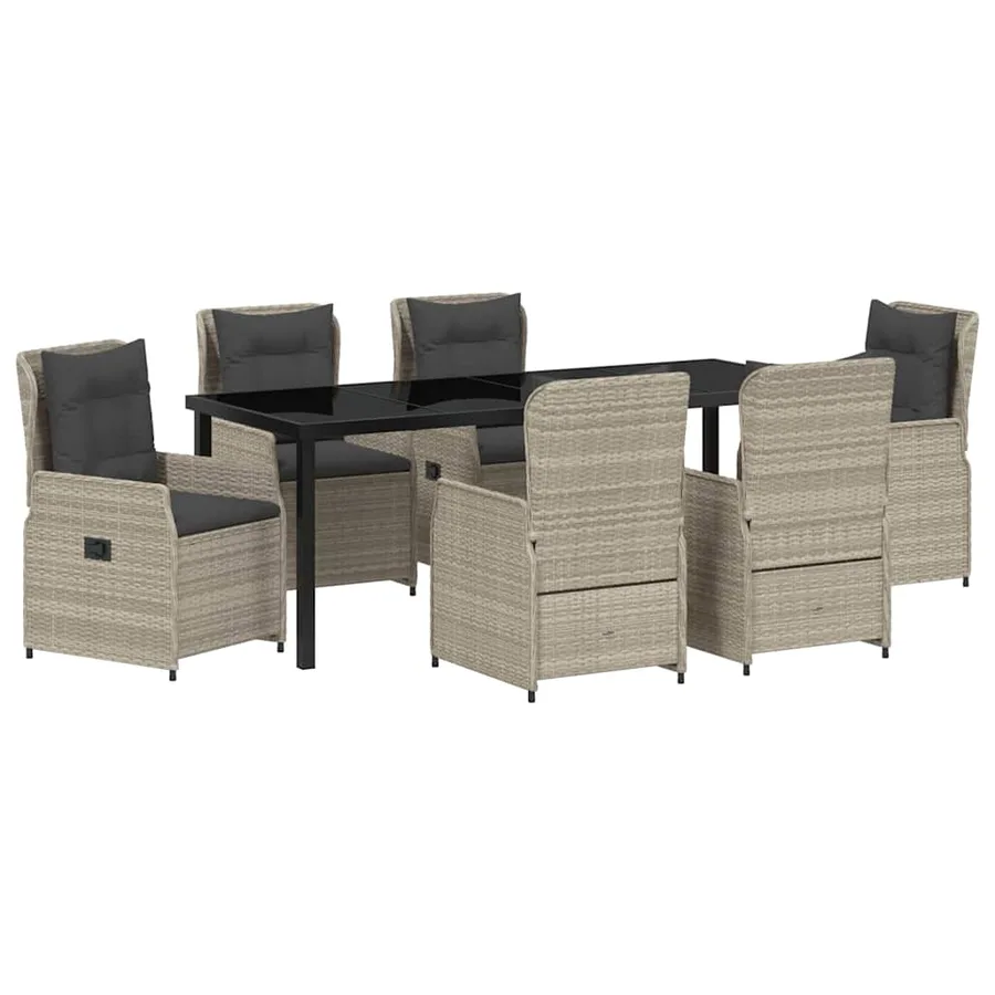 Ensemble de salle à manger pour jardin 7 pcs Gris clair - 2