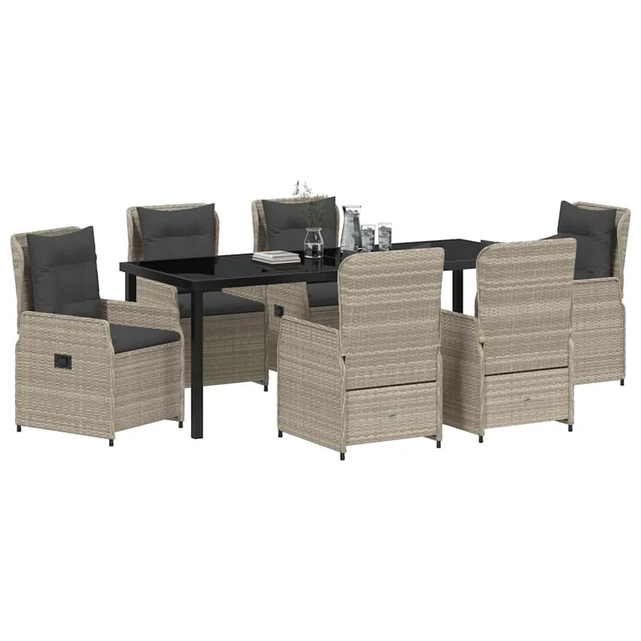 Ensemble de salle à manger pour jardin 7 pcs Gris clair - 3