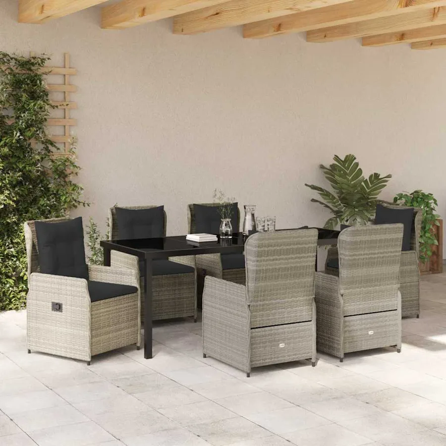 Ensemble de salle à manger pour jardin 7 pcs Gris clair - 4
