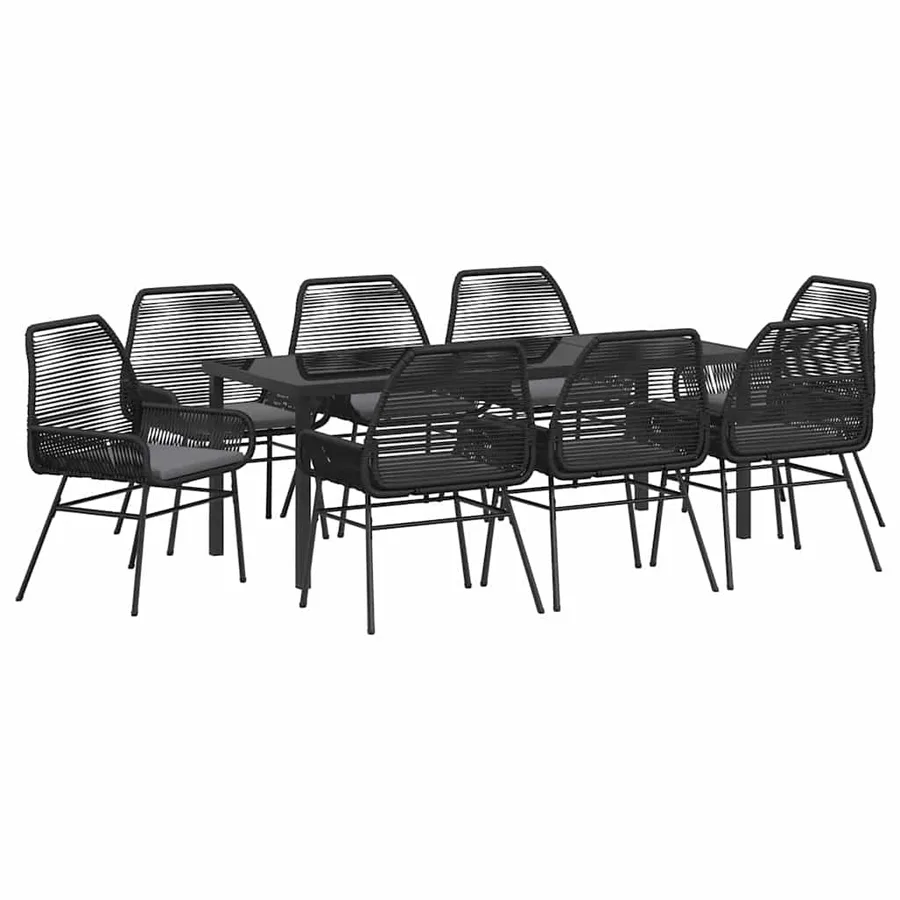 Ensemble de salle à manger pour jardin 9 pcs Noir polyrotin - 2
