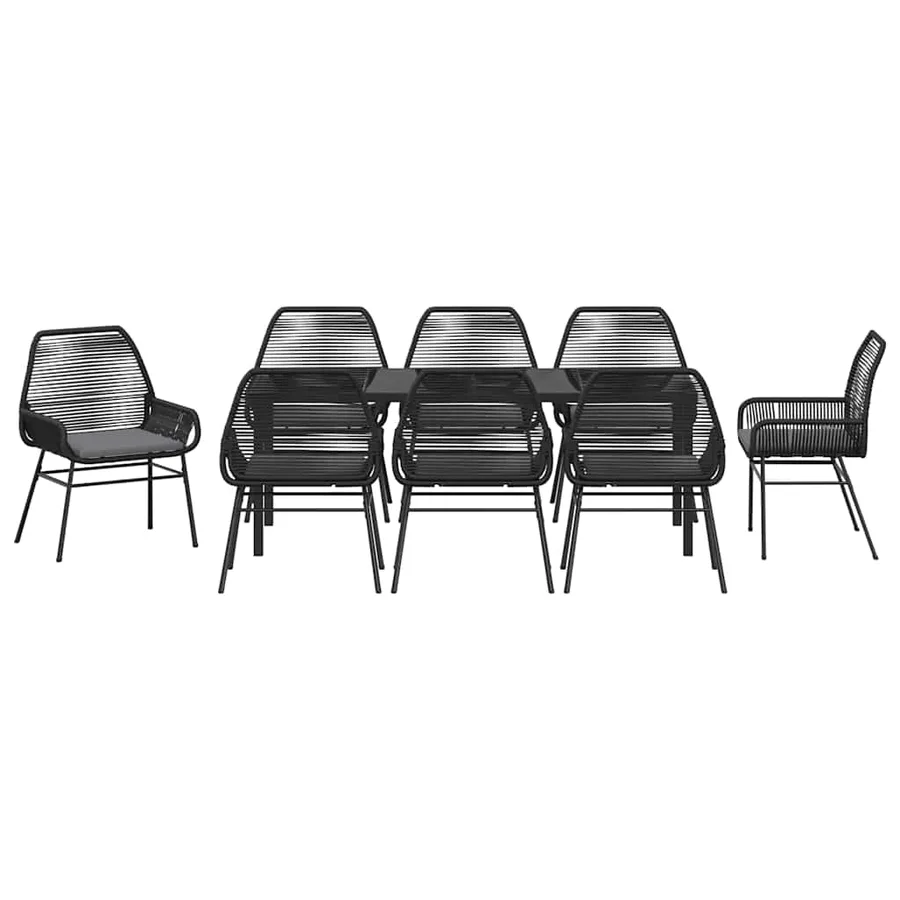 Ensemble de salle à manger pour jardin 9 pcs Noir polyrotin - 7