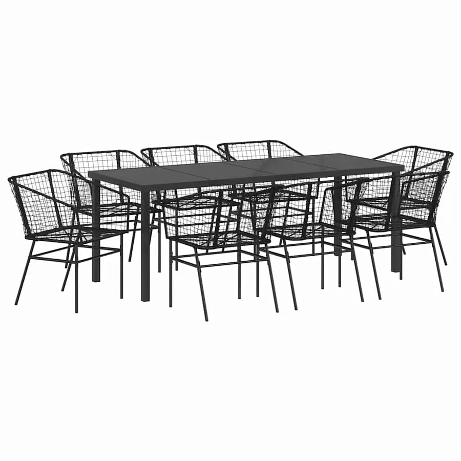 Ensemble de salle à manger pour jardin 9 pcs Noir polyrotin - 2