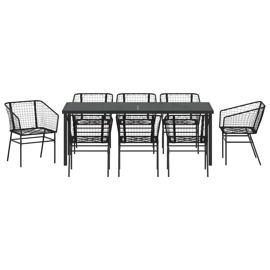 Ensemble de salle à manger pour jardin 9 pcs Noir polyrotin - 7
