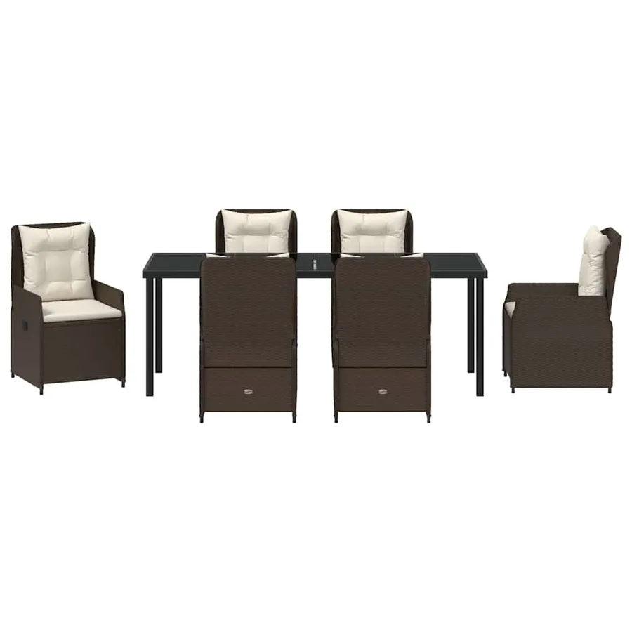 Ensemble de salle à manger pour jardin 7 pcs Marron polyrotin - 7
