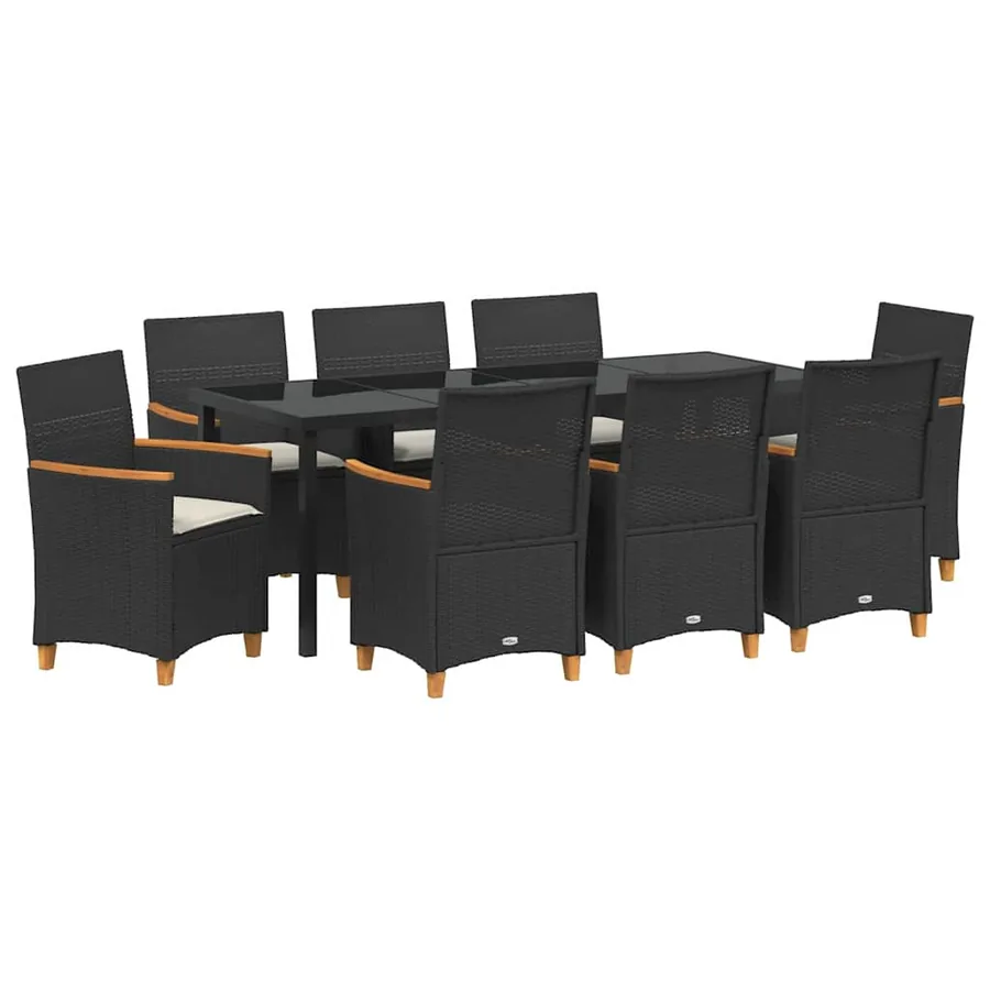 Ensemble de salle à manger pour jardin 9 pcs Noir polyrotin - 2