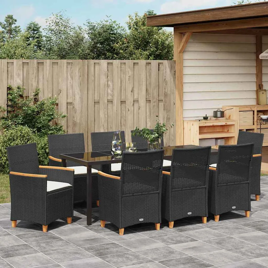 Ensemble de salle à manger pour jardin 9 pcs Noir polyrotin - 4