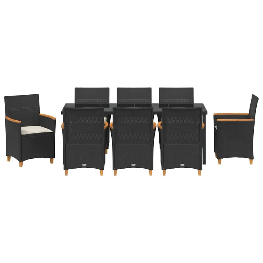 Ensemble de salle à manger pour jardin 9 pcs Noir polyrotin - 7