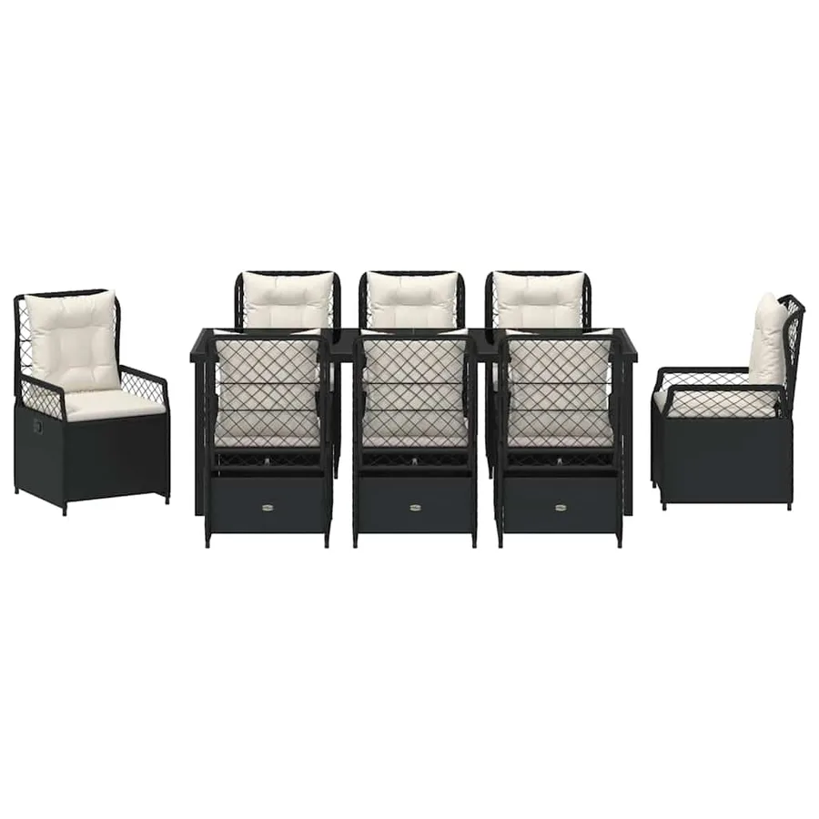 Ensemble de salle à manger pour jardin 9 pcs Noir polyrotin - 7