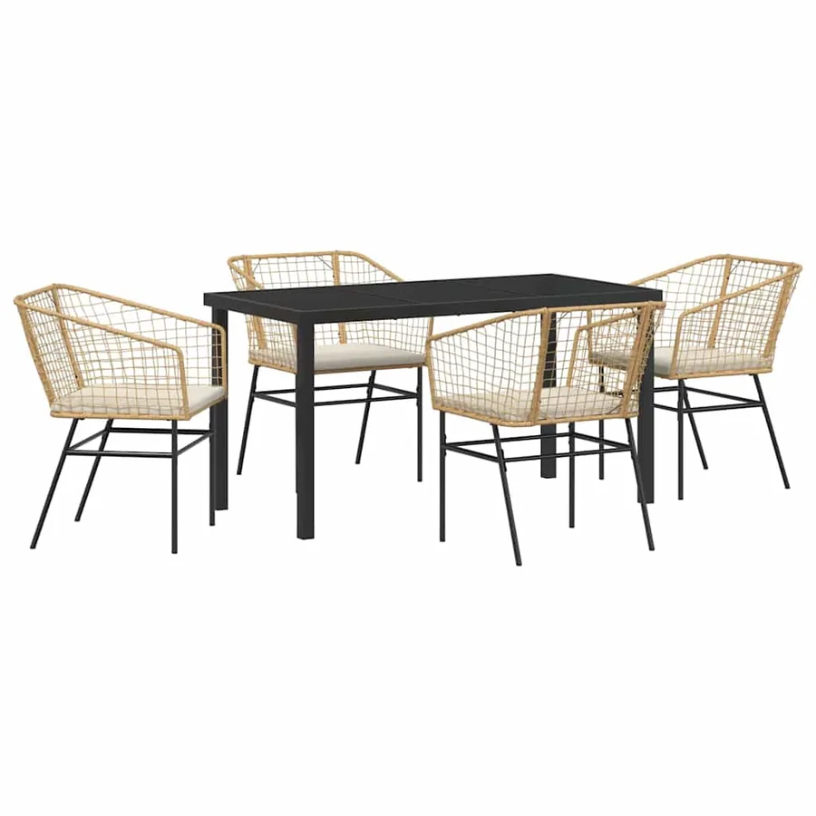 Ensemble de salle à manger pour jardin 5 pcs Marron polyrotin - 2