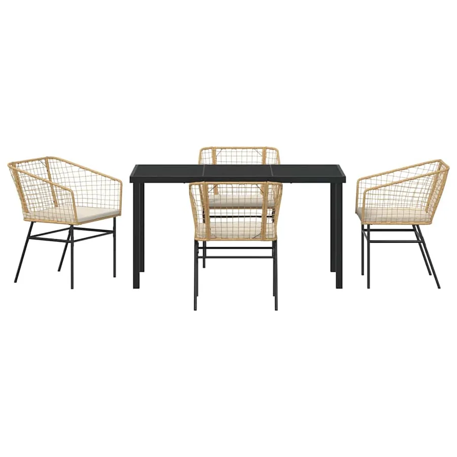 Ensemble de salle à manger pour jardin 5 pcs Marron polyrotin - 7
