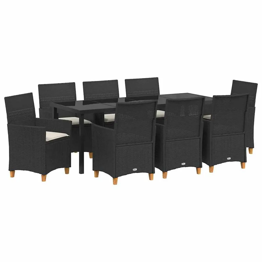 Ensemble de salle à manger pour jardin 9 pcs Noir polyrotin - 2
