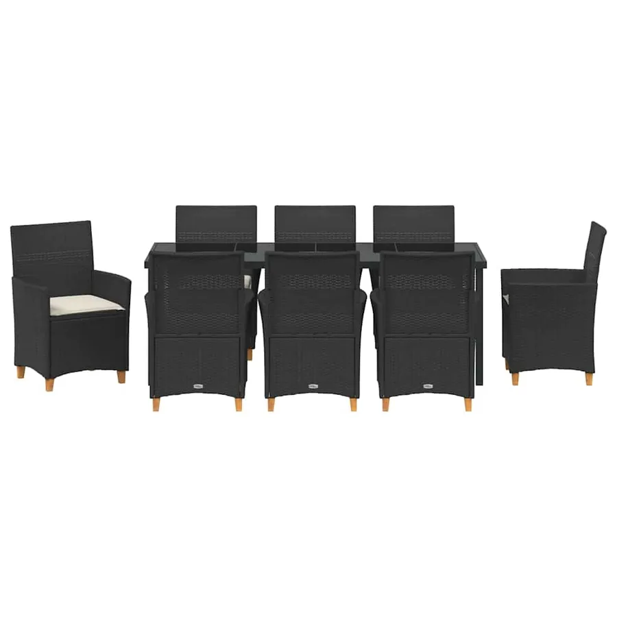Ensemble de salle à manger pour jardin 9 pcs Noir polyrotin - 7