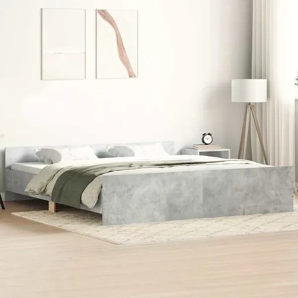 Cadre de lit sans matelas gris béton 180x200 cm