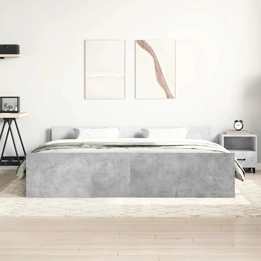 Cadre de lit sans matelas gris béton 180x200 cm - 3