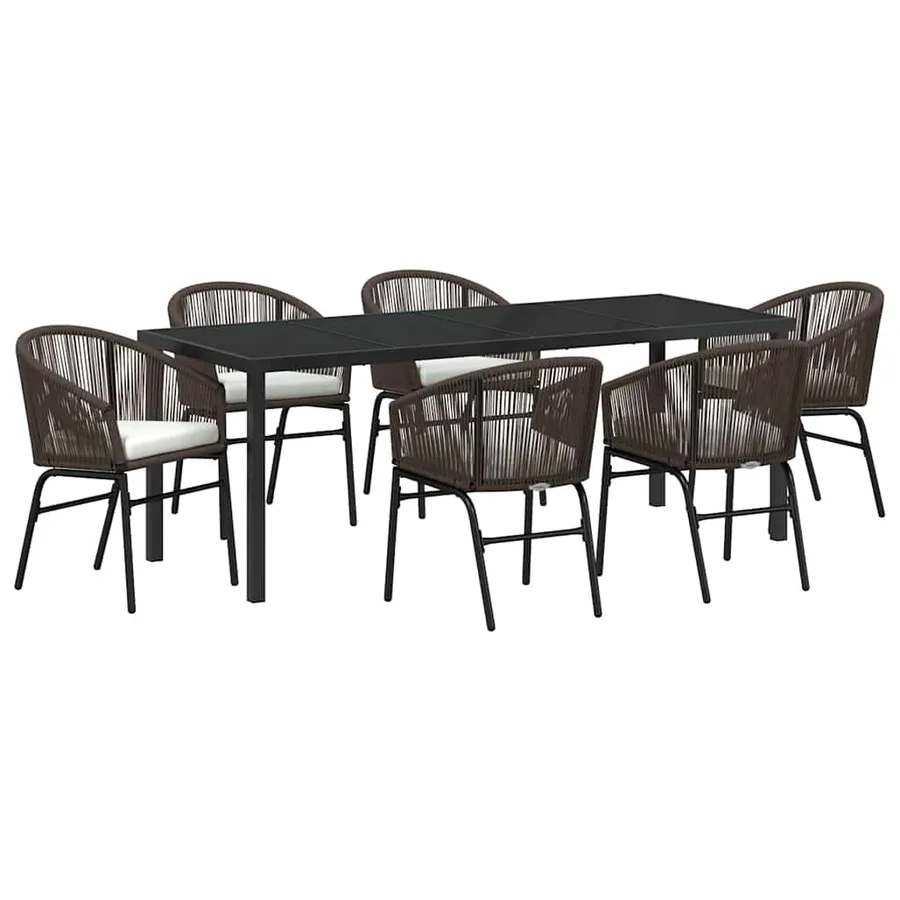 Ensemble de salle à manger pour jardin 7 pcs Marron - 2