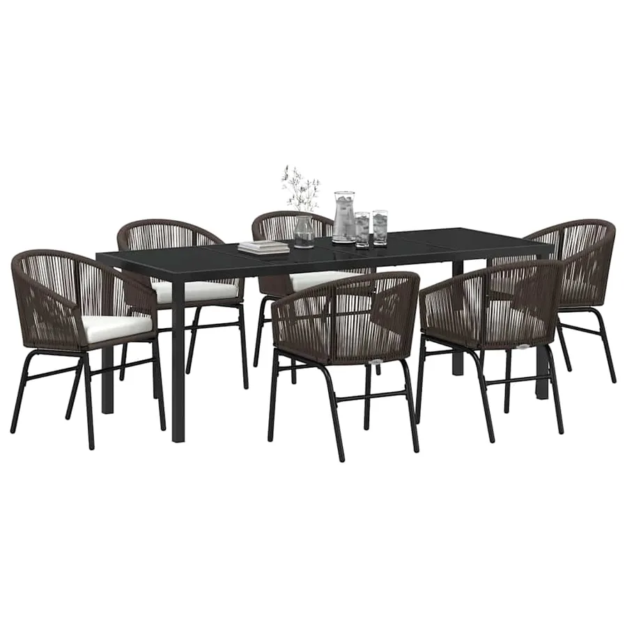 Ensemble de salle à manger pour jardin 7 pcs Marron - 3