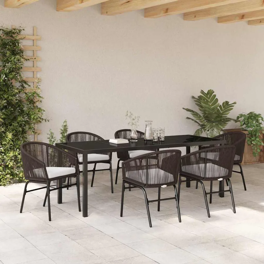 Ensemble de salle à manger pour jardin 7 pcs Marron - 4