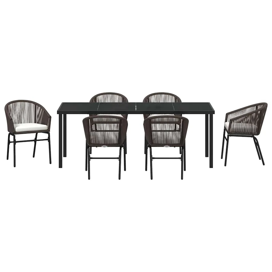 Ensemble de salle à manger pour jardin 7 pcs Marron - 7