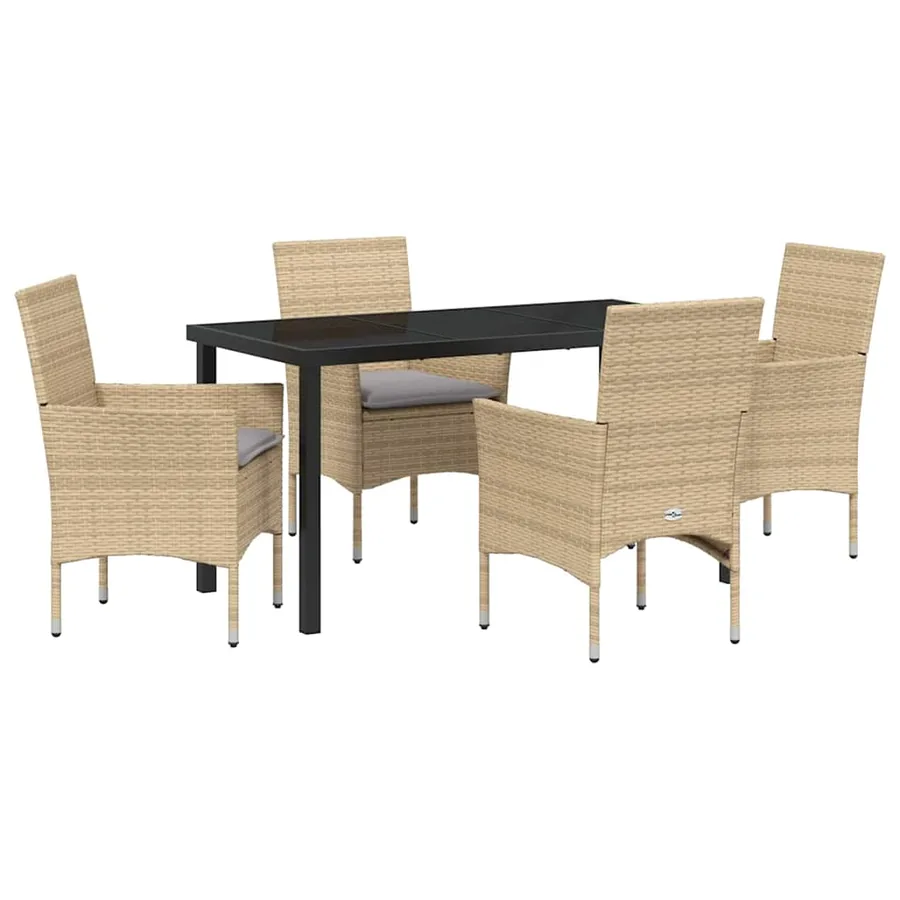 Ensemble de salle à manger pour jardin 5 pcs Beige polyrotin - 2