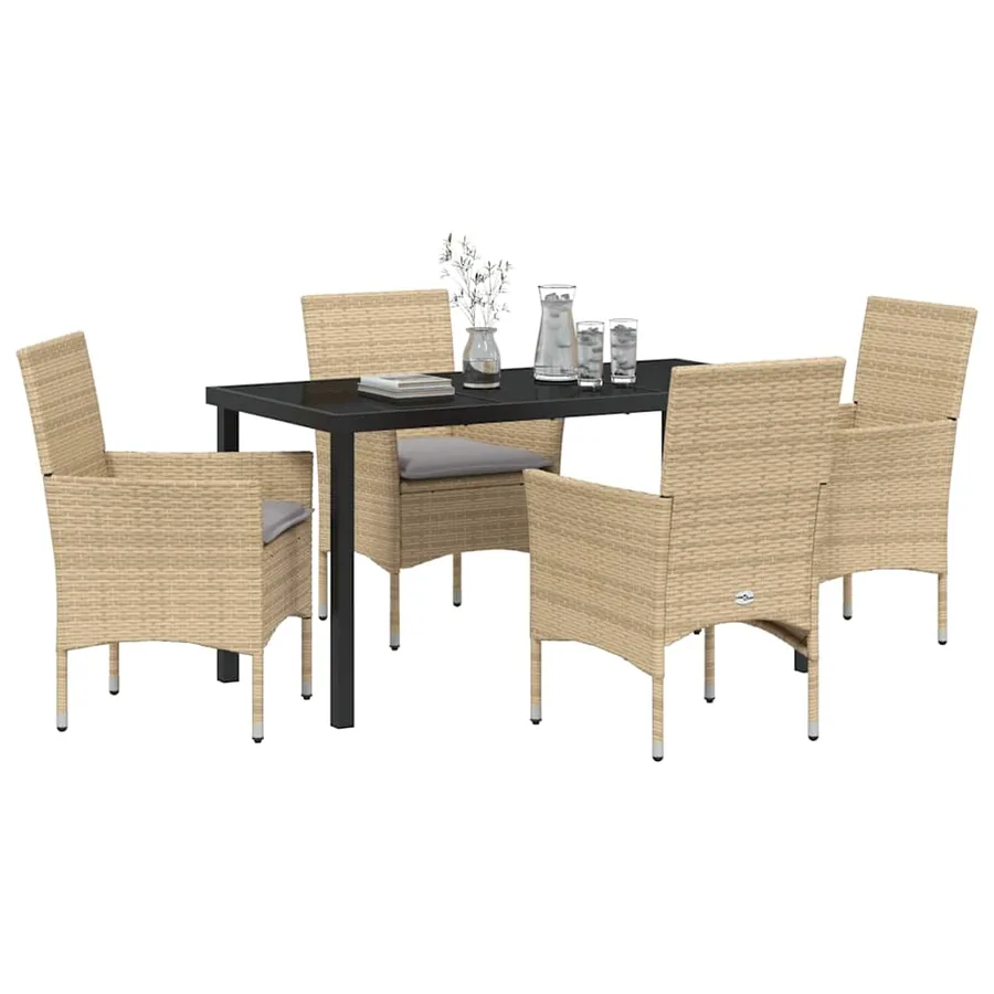 Ensemble de salle à manger pour jardin 5 pcs Beige polyrotin - 3