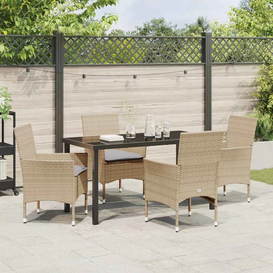 Ensemble de salle à manger pour jardin 5 pcs Beige polyrotin - 4