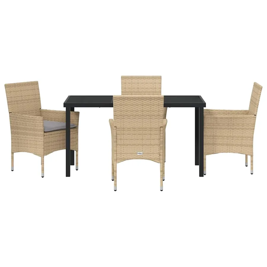 Ensemble de salle à manger pour jardin 5 pcs Beige polyrotin - 7