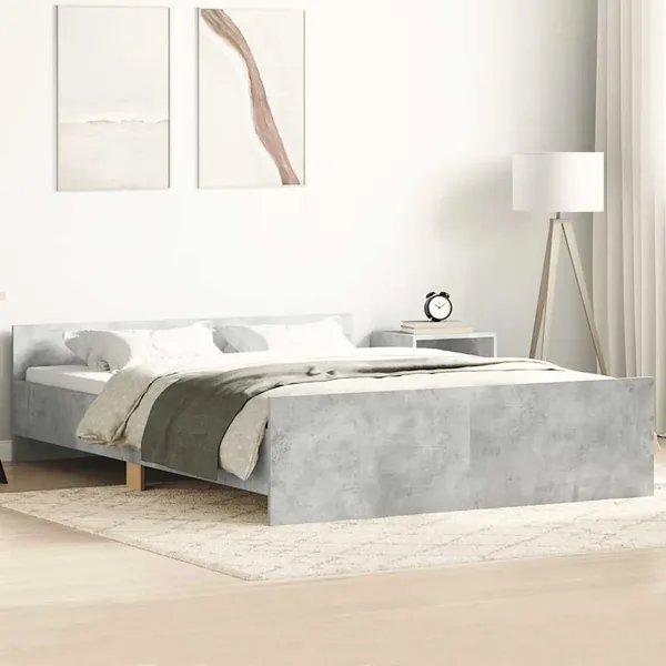 Cadre de lit sans matelas gris béton 140x200 cm