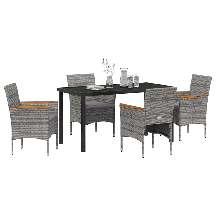 Ensemble de salle à manger pour jardin 5 pcs Gris polyrotin - 3